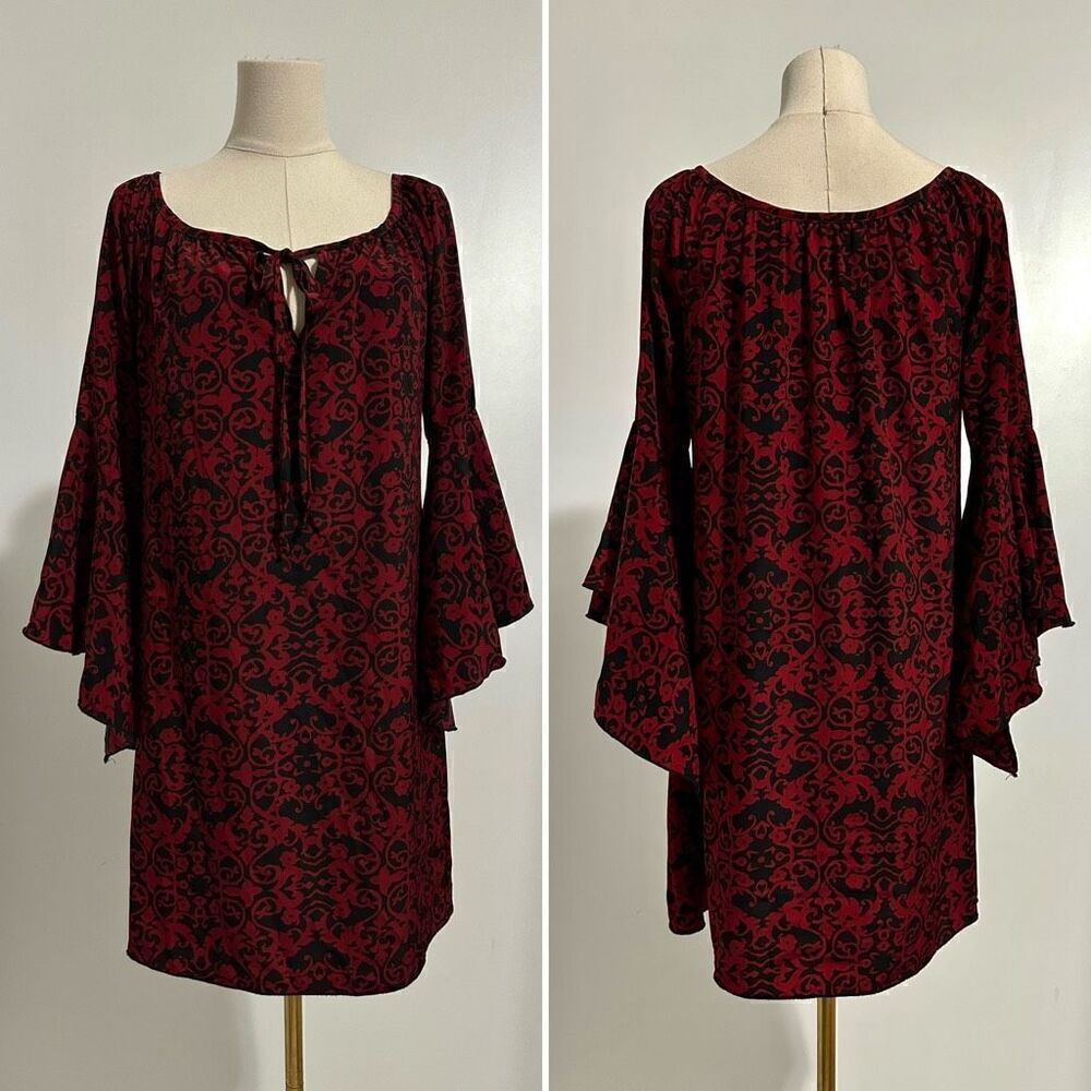 R.Rouge Gothic Bell Sleeve Shift Dress Sz Small Witchy Whimsigoth Vampire